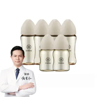 【Simba 小獅王辛巴】新生適用-蘊蜜鉑金PPSU寬口防脹氣奶瓶(4中2小/主導式餵奶專用)
