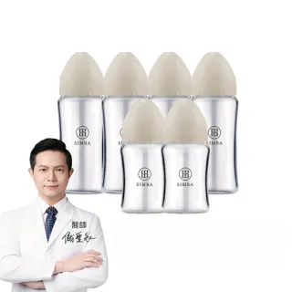 【Simba 小獅王辛巴】蘊蜜質金玻璃寬口防脹氣奶瓶4大2小全配組(新生適用/主導式餵奶專用)