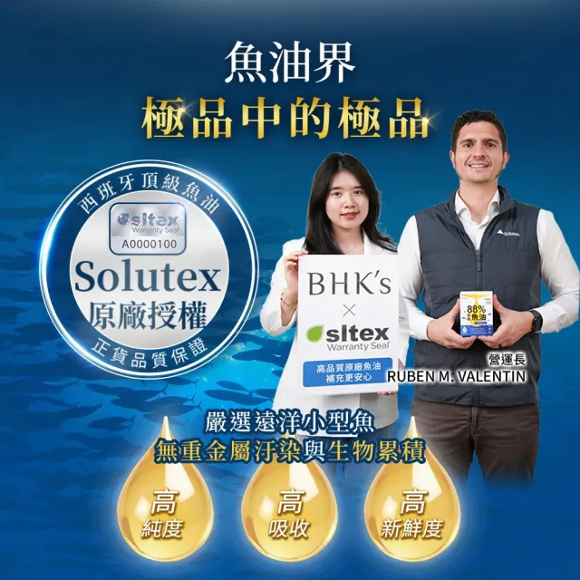 【BHK’s】88% Omega-3 頂級魚油 軟膠囊 1盒(60粒/盒)