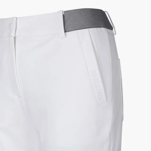【DESCENTE】GOLF 迪桑特 女士 運動修身長褲 微喇叭褲(白色)