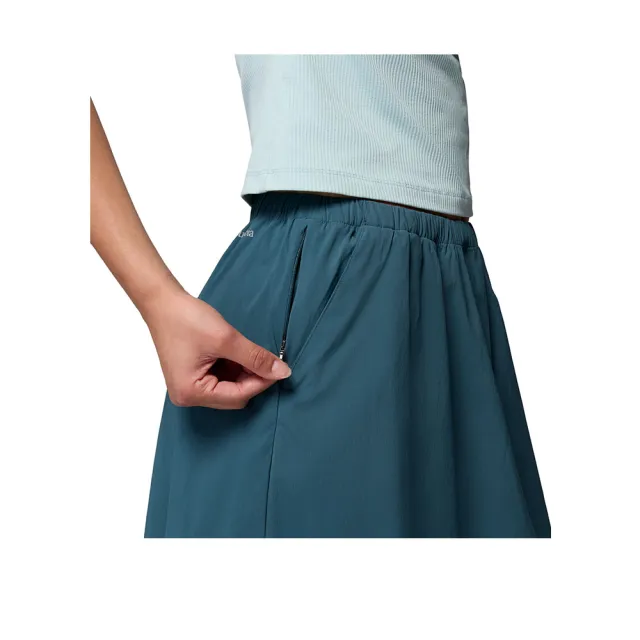 【Columbia 哥倫比亞】女款-涼感長裙-Chill Creek™ Long Woven Skirt-孔雀綠(UAL54000TL/KS)