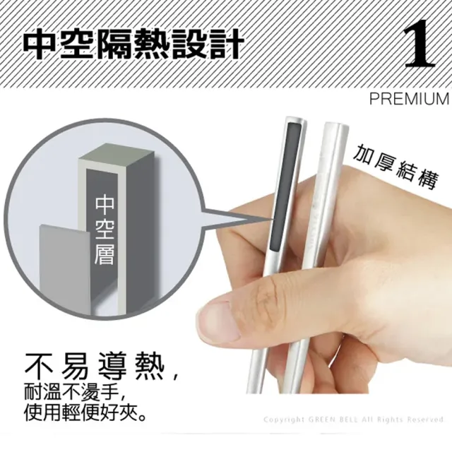 【GREEN BELL 綠貝】316不鏽鋼雙層隔熱碗筷4件組-15.5cm白金碗2入+316防滑筷2雙(防燙 耐酸 環保 SGS)