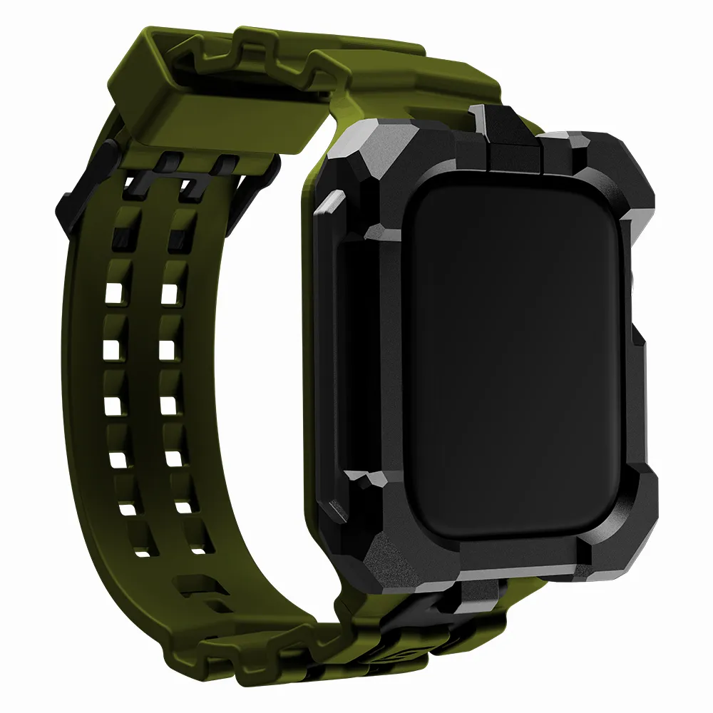 【Element Case】Special Ops Apple Watch 7 45mm 特種行動一體型防摔殼錶帶 - 軍綠/黑色