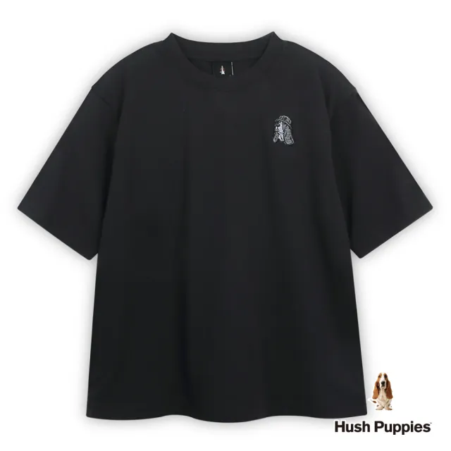 【Hush Puppies】男裝 上衣 簡約漁夫帽狗寬版上衣 (黑色 / 63110104)