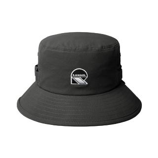 【KANGOL】寬帽沿輕量附繩 漁夫帽(黑色)
