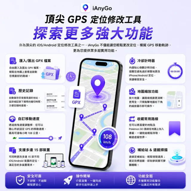【Tenorshare】iAnyGo 魔物獵人NOW飛人外掛  終身3合1版(改虛擬定位 蘋果手機改GPS 台灣代理冠鋐電腦)