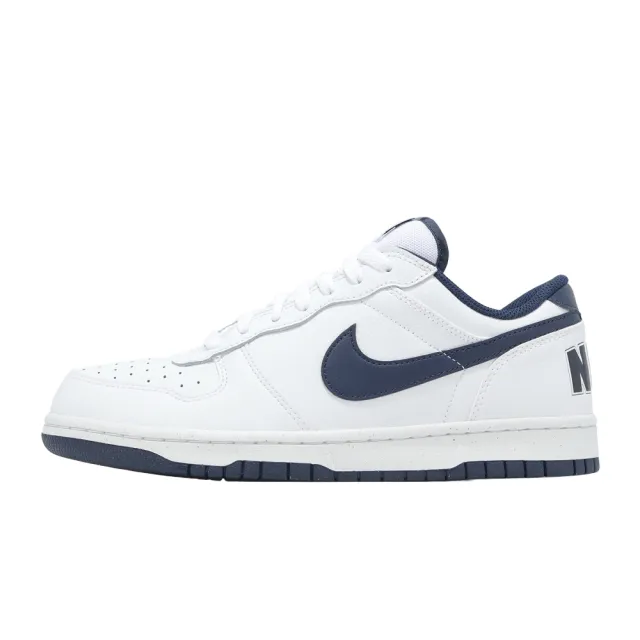 【NIKE 耐吉】休閒鞋 Big Low 男鞋 女鞋 白 海軍藍 復古 板鞋 白鞋 百搭(355152-140)