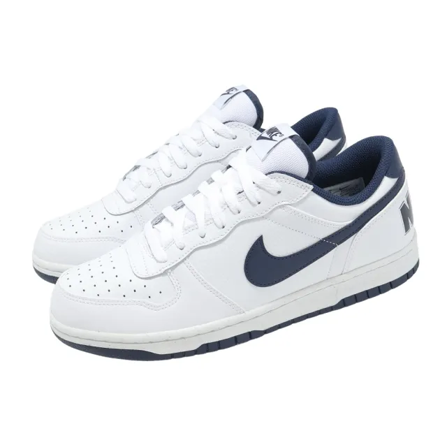 【NIKE 耐吉】休閒鞋 Big Low 男鞋 女鞋 白 海軍藍 復古 板鞋 白鞋 百搭(355152-140)