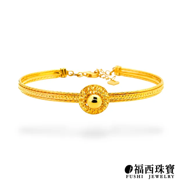 【福西珠寶】黃金手環 金蕊珠光 拉絲金珠花 彈簧扣設計 華麗大器款 (金重3.58錢正負0.03錢)