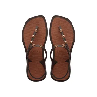 【havaianas 哈瓦仕】涼鞋 女鞋 夾腳拖 拖鞋 鉚釘 Flash Fusion 咖啡色 4150244-7909W (哈瓦士)
