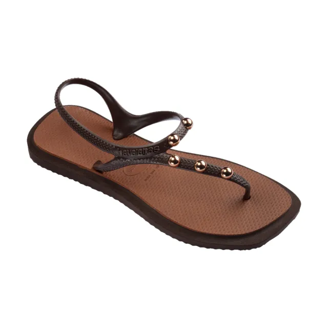 【havaianas 哈瓦仕】涼鞋 女鞋 夾腳拖 拖鞋 鉚釘 Flash Fusion 咖啡色 4150244-7909W (哈瓦士)