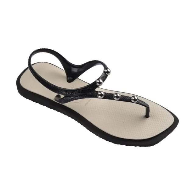 【havaianas 哈瓦仕】涼鞋 女鞋 夾腳拖 拖鞋 鉚釘 Flash Fusion 熊貓色 4150244-9576W (哈瓦士)