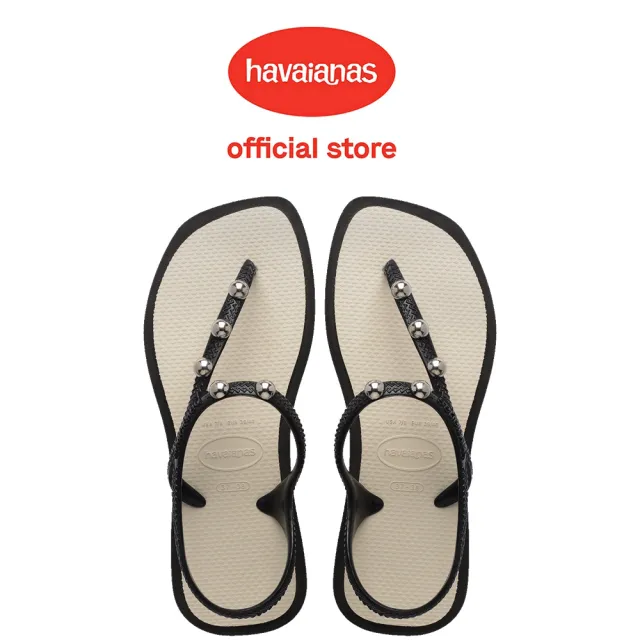 【havaianas 哈瓦仕】涼鞋 女鞋 夾腳拖 拖鞋 鉚釘 Flash Fusion 熊貓色 4150244-9576W (哈瓦士)