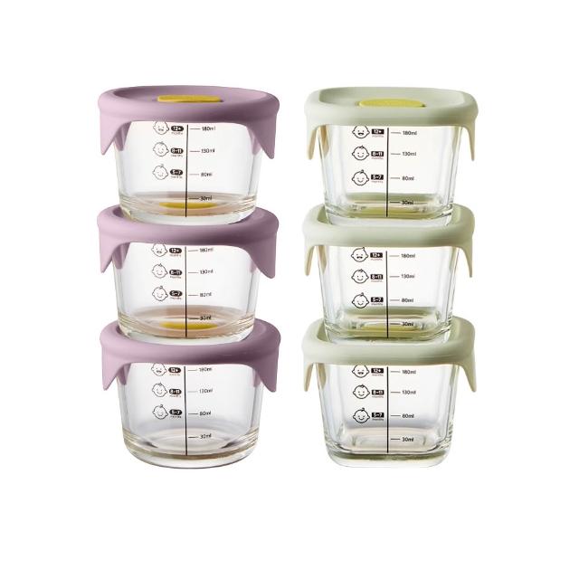 【LocknLock 樂扣樂扣】官方直營 寶寶副食品耐熱玻璃調理盒 230ml/3入組(二色任選/離乳食保存容器/副食品)
