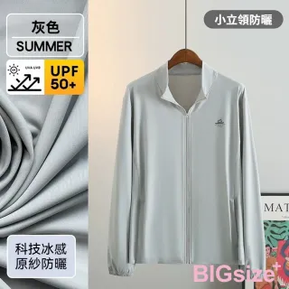 【B+ 大尺碼專家】現貨 大尺碼 女款 立領 冰絲 防曬 冰涼外套(0108072)