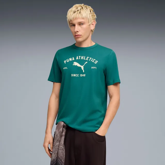 【PUMA】短袖上衣 男 女 中性 歐規 PUMA CLASS 綠 69222641