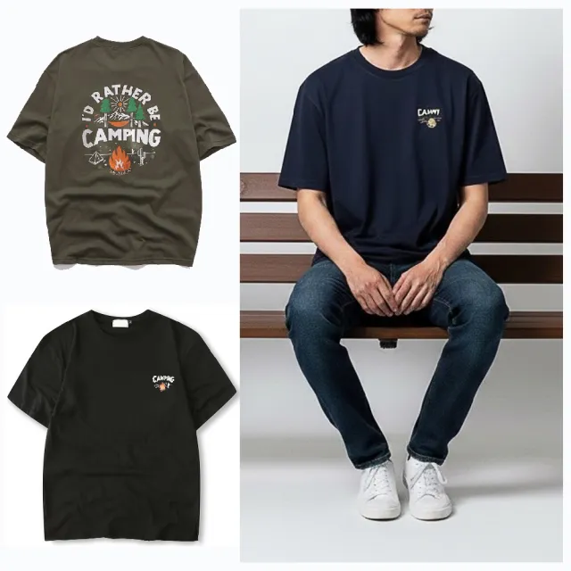 【Dition】戶外風露營火把印花短袖上衣 男女可穿短T oversize
