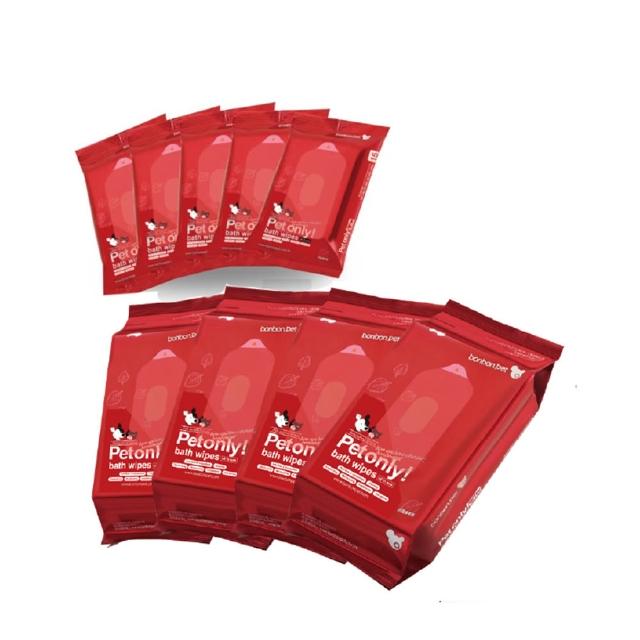 【bonbonpet 蹦蹦跳】寵物濕巾特賣組 青草香家庭包40抽x4包+隨身包15抽x5包(台灣製/貓狗使用/清潔/除臭)