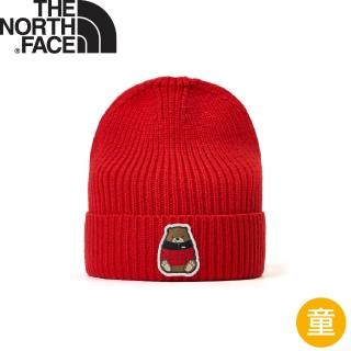 【The North Face】童 LOGO保暖針織帽《紅》8CGU/休閒帽/舒適保暖毛帽