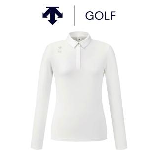 【DESCENTE】GOLF 迪桑特 女款 高爾夫上衣 翻領長袖上衣 防曬衣 運動上衣(白色)