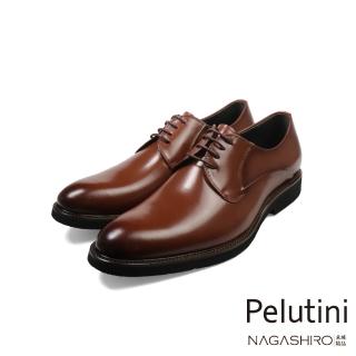 【Pelutini】NAGASHIRO永城皮鞋 大尺碼商務仕紳．琥珀棕亮面皮革經典素面德比鞋(412106-23-BR)