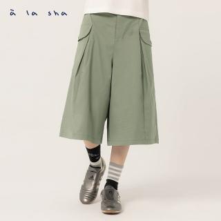 【a la sha】氣質條紋七分寬褲