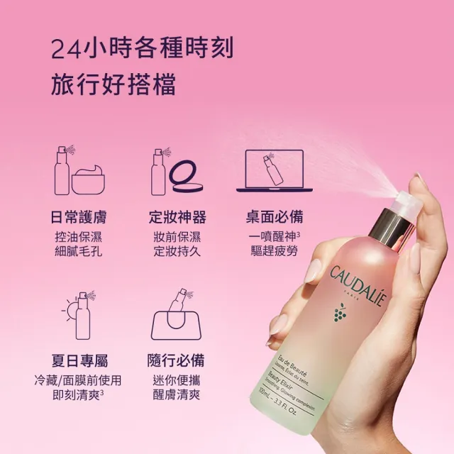 【CAUDALIE 歐緹麗】葡萄籽活膚化妝水 30ml(皇后水 保濕 養膚 定妝噴霧 女神光)