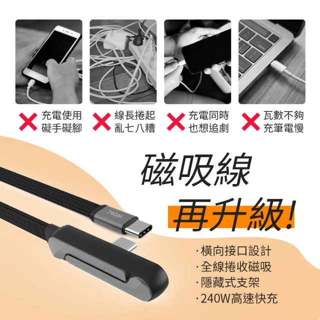 【YOMIX 優迷】240W折疊支架磁吸線組★20000mAh 90W四孔行動電源(PD3.0/電量功率顯示/筆電快充)