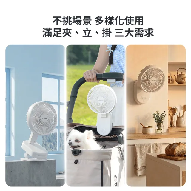 【Philips 飛利浦】180度擺頭 摺疊夾式風扇 能夾/能立/能定時(ACR2122DM)
