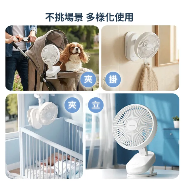 【Philips 飛利浦】180度擺頭 摺疊夾式風扇 能夾/能立/能定時(ACR2122DM)