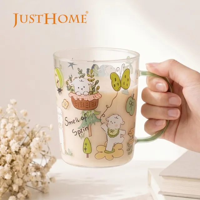 【Just Home】萌系動物透明玻璃杯2件組400ml/470ml(杯 玻璃杯 耐熱玻璃)
