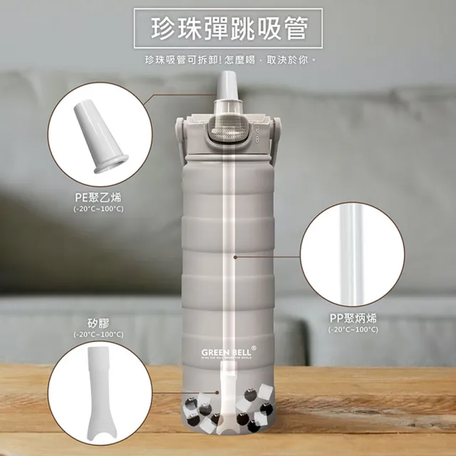 【GREEN BELL 綠貝】316不鏽鋼陶瓷靡顏保溫杯1L-吸管/直飲兩用(陶瓷內膽 不留異味 保冷 保冰 SGS)