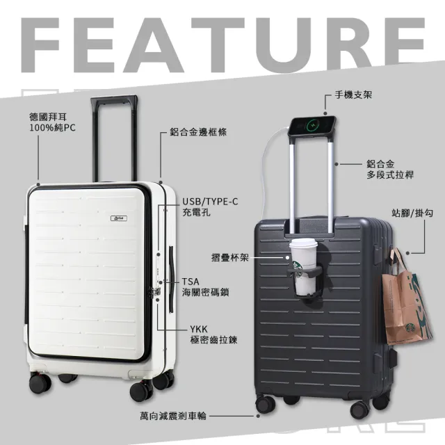 【Arlink】2入組 20吋登機箱前開式 1:9防爆防水頂級Ykk拉鍊(行李箱/拉桿箱/登機箱/前開式/上掀式/)