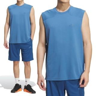 【adidas 愛迪達】Te Ct Cb Sl T 男款 藍色 排汗 快乾 運動 無袖 背心 KF6130