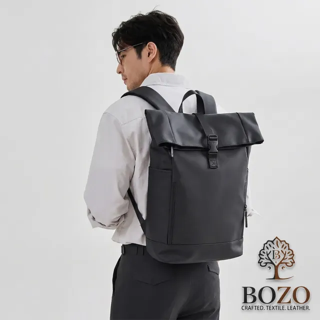 【BOZO 伯樂】雙11 潮流帥氣Jovan通勤旅遊可折疊大容量防水後背包B6085(防水包 經典黑)