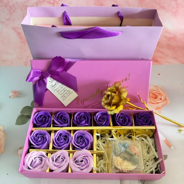 【A-ONE 匯旺】嚴選 立體花盆肥皂1入禮盒(附手提袋+紫香皂花12朵+金箔玫瑰花) 婚禮桌上禮 伴娘禮 閨蜜禮