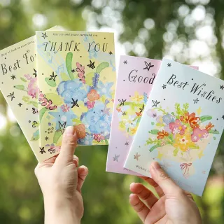 【德德小品集】韓系燙銀 枝間花藝  附信封 生日卡 感謝卡 畢業卡 水彩花卉 婚禮 教師節 謝師 隨附禮物