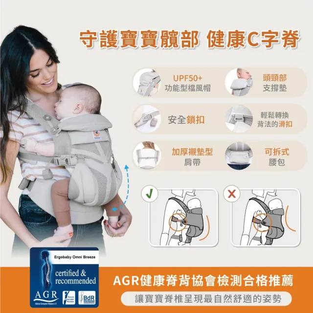 【Ergobaby】Omni 360 全階段型四式背帶透氣款(嬰兒背巾 新生兒揹帶 嬰兒背帶)