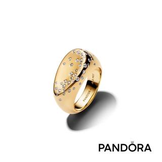 【Pandora 潘多拉】自然流線大型水滴鑲石戒指