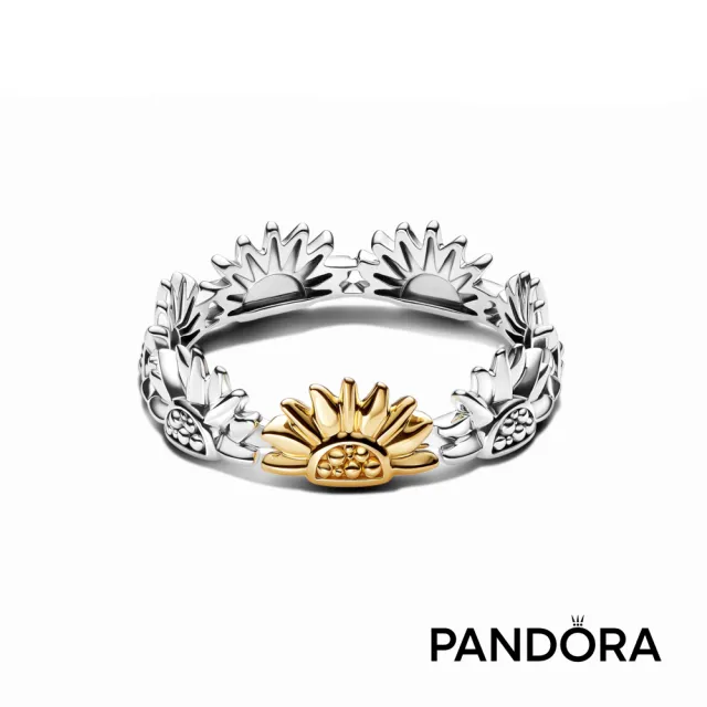 【Pandora 潘多拉】向日葵雙色戒指
