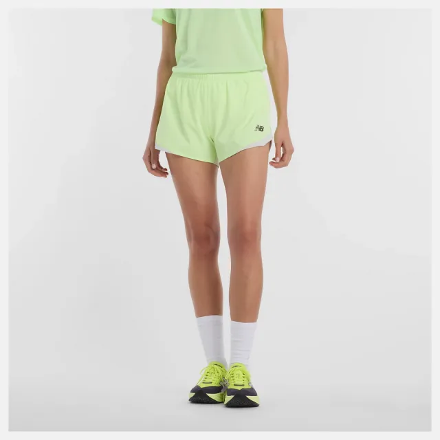 【NEW BALANCE】NB 3 吋短褲 運動 跑步 休閒 美規 女 綠色 (WB61J868AFG-F)