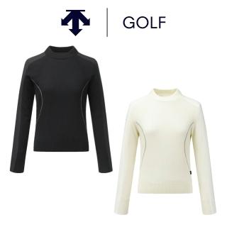 【DESCENTE】GOLF 迪桑特 女款 高爾夫上衣 羊毛拼接長袖上衣 運動上衣(黑色/白色)