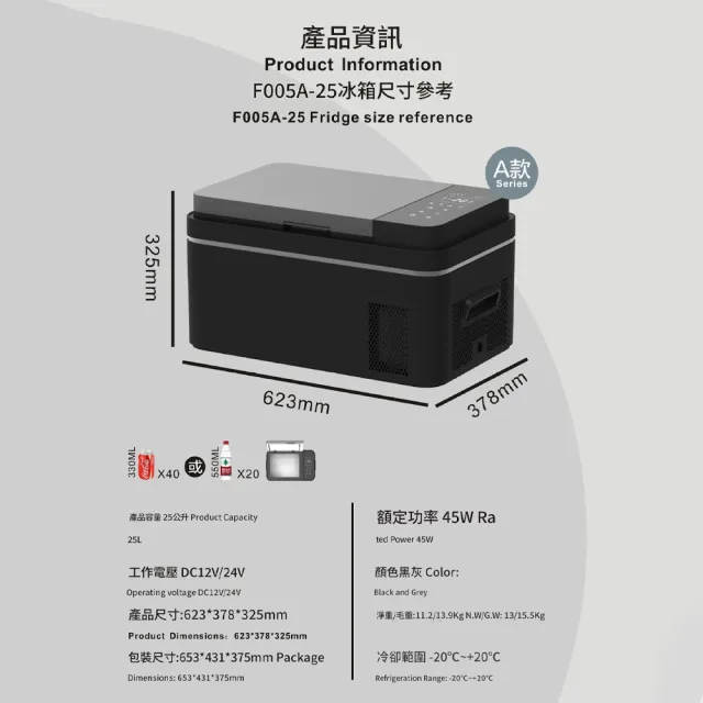 Eco森活 25L車家兩用小冰箱 12V/24V冰箱（冰櫃 冷凍箱 冷藏箱 製冷櫃 保鮮冷藏櫃 壓縮機冰箱）
