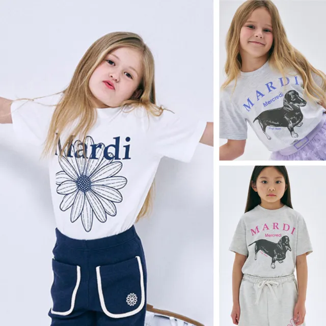【MARDI MERCREDI】童裝 印花短TEE 白色 經典臘腸狗 小雛菊 KIDS TSHIRT DDANJI
