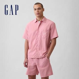 【GAP】100% 再生尼龍 Boxy 寬鬆版型襯衫-柔霧粉(893805)
