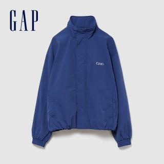 【GAP】超寬鬆Gap Logo運動外套-運動藍(866341)