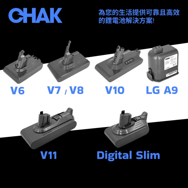 【CHAK】Dyson V6 吸塵器副廠鋰電池 電芯容量2500mAh 型號DC6225(台灣製造 附濾網組及組裝工具)