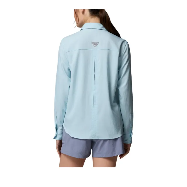 【Columbia 哥倫比亞】女款-防曬UPF40涼感快排短袖襯衫-PFG Castback™-晴空藍(UFL47520HO/KS)