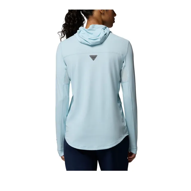 【Columbia 哥倫比亞】女款-超防曬UPF50涼感快排連帽上衣- Shadowcaster™ Hoodie-晴空藍(UFL89180HO/KS)