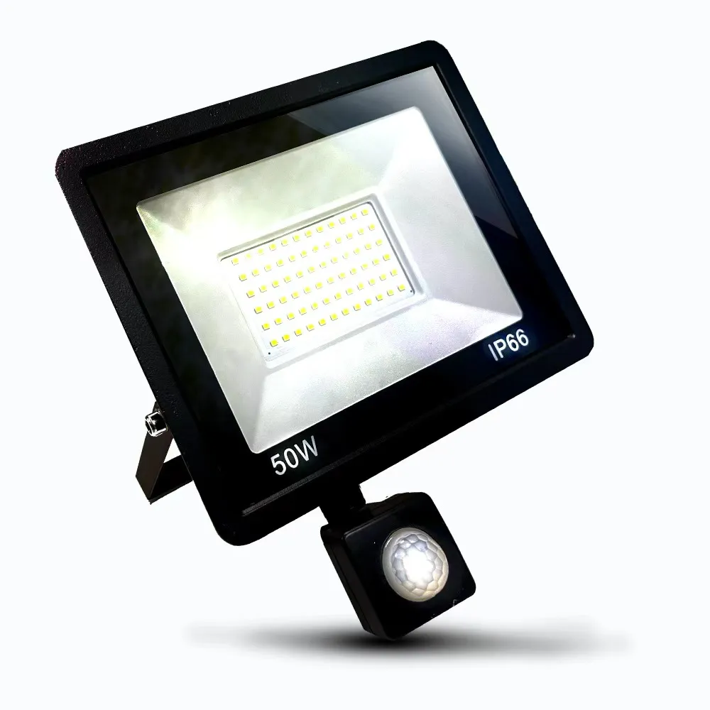 【KISS QUIET】質感黑 50W LED感應投射燈/全電壓/高PF-1入(LED投射燈/防水投射燈/戶外投射燈/感應投射燈)